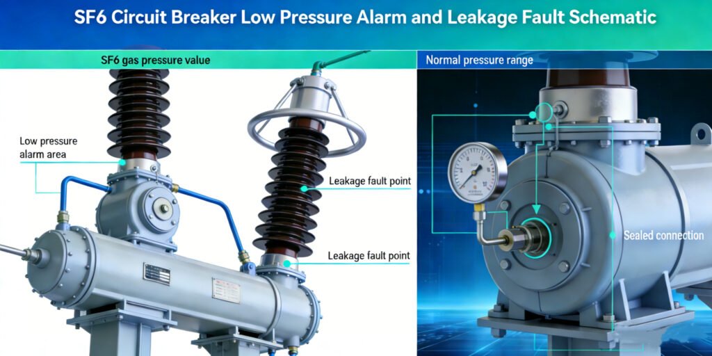 sf6 circuit breaker low pressure alarm and leakage fault schematic