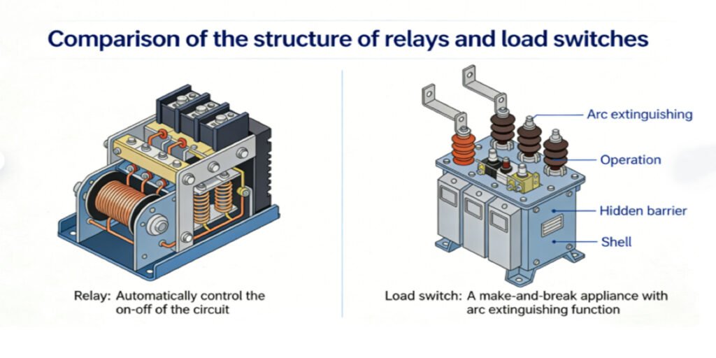comparison of the structure of relays and load switches