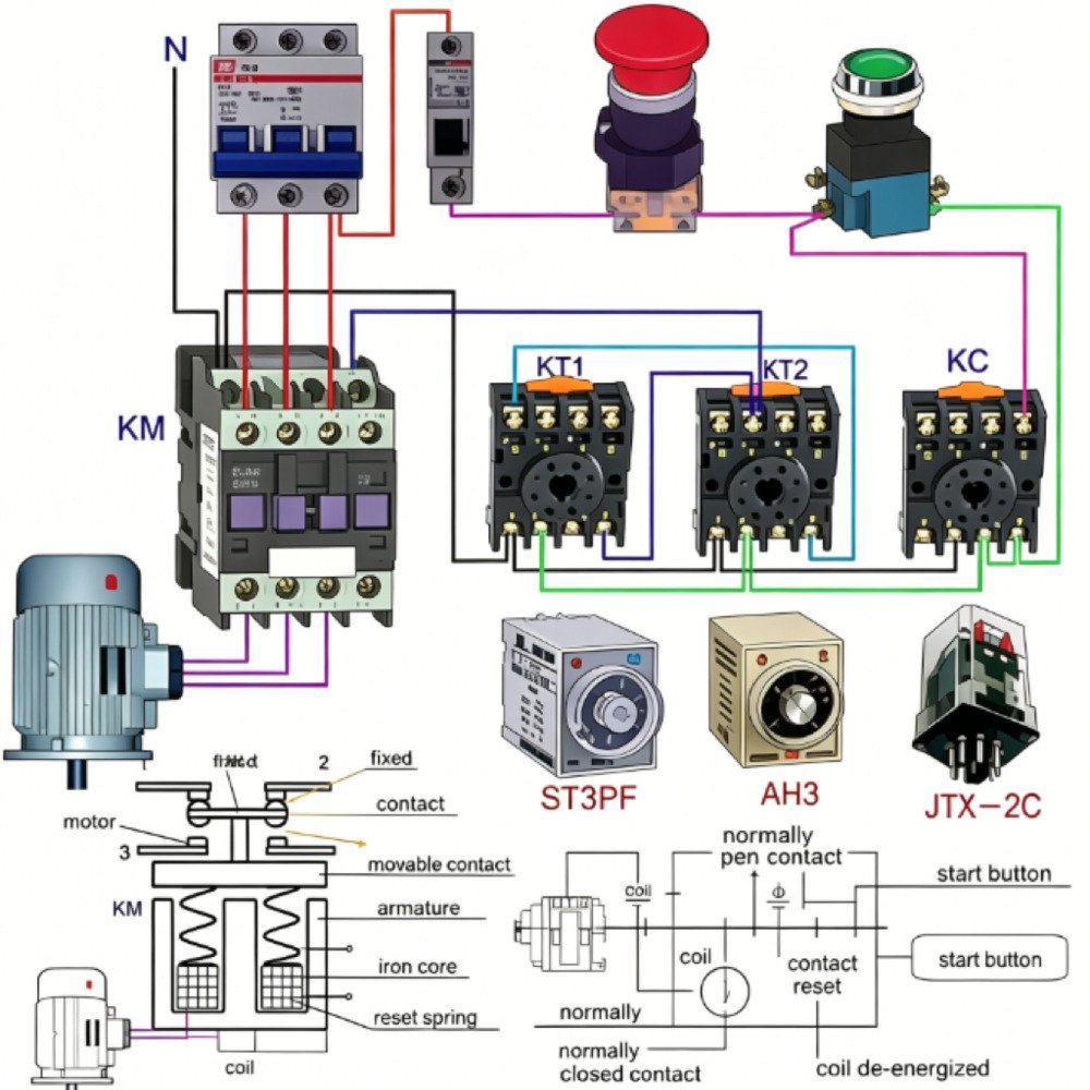 relay wiring diagram and working principle for motor control circuits