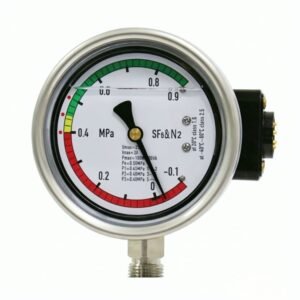 GDM series SF6/N2 mixed gas density relay pressure gauge dial view, 0.50MPa rating