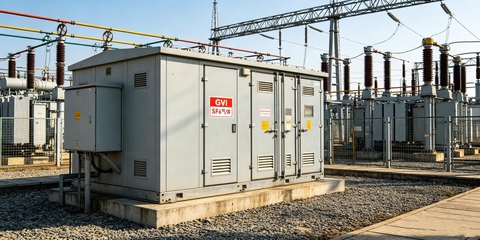 gis switchgear unit with sf6 gas at power substation