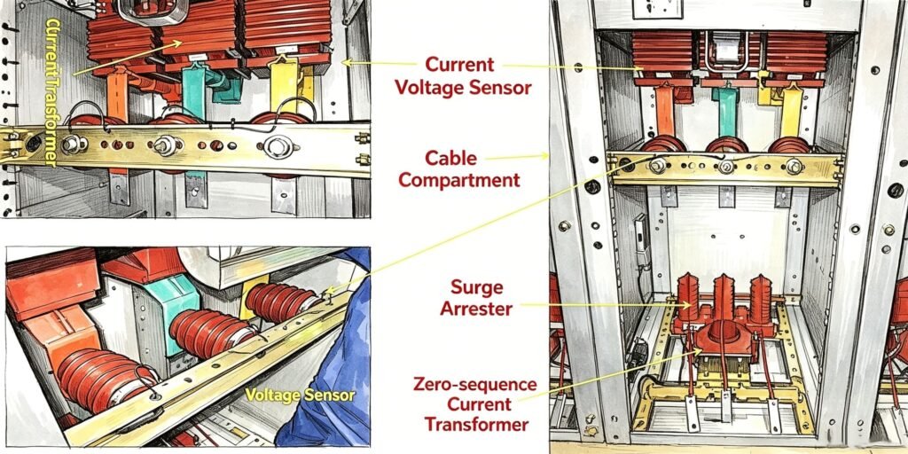 medium voltage switchgear internal components diagram current transformer cable compartment