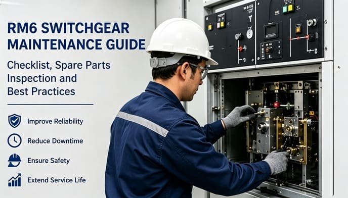 RM6 Switchgear Maintenance Guide cover: complete RM6 Maintenance Checklist, preventive inspection, spare parts management & RM6 Annual Maintenance best practices