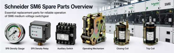 Schneider SM6 spare parts including SF6 density relay, density gauge, auxiliary switch and operating mechanism