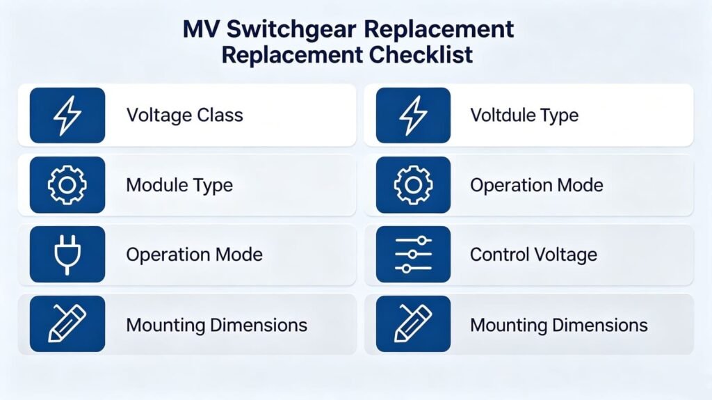 RMU operating mechanism replacement technical parameter checklist for medium‑voltage switchgear