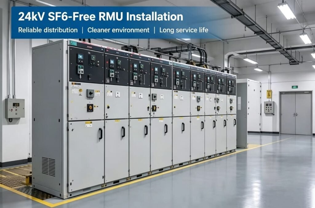24kV SF6-free RMU installation in a medium voltage substation