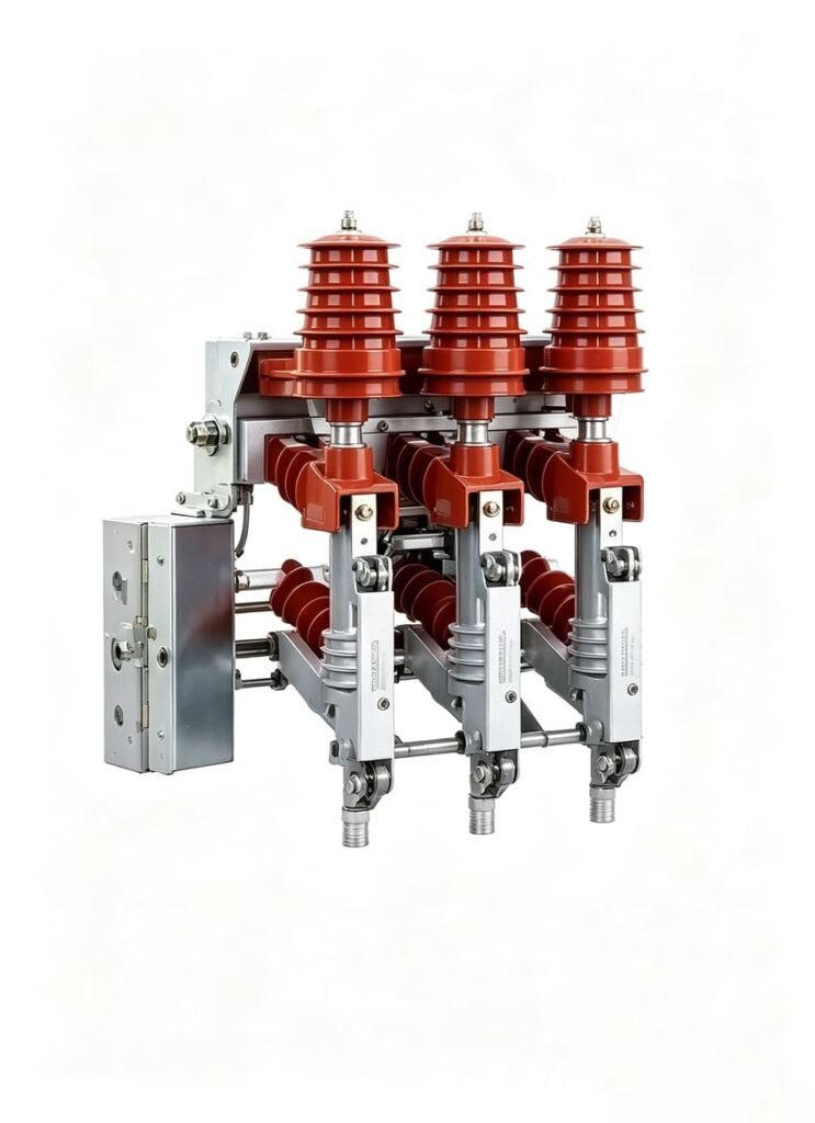 Outdoor medium voltage load break switch with red post insulators for distribution switchgear