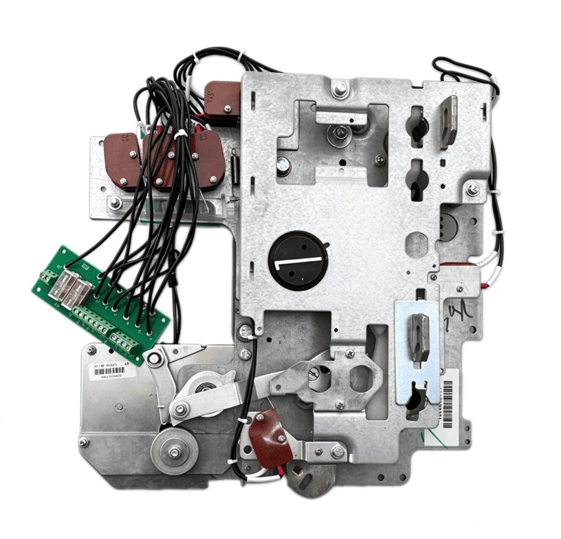 RMU mechanical operating mechanism with interlock system for medium voltage switchgear.