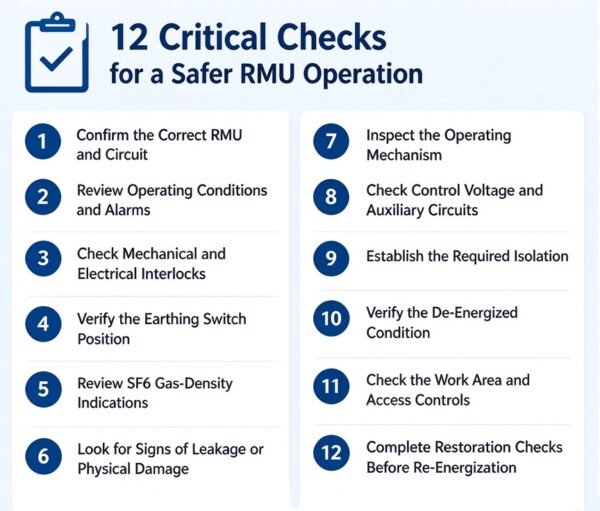 RMU safety checklist, 12 critical checks before ring main unit switching and maintenance