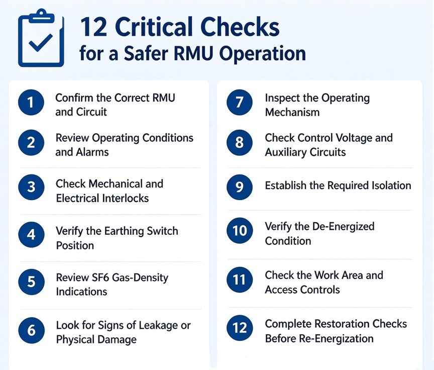 RMU safety checklist, 12 critical checks before ring main unit switching and maintenance